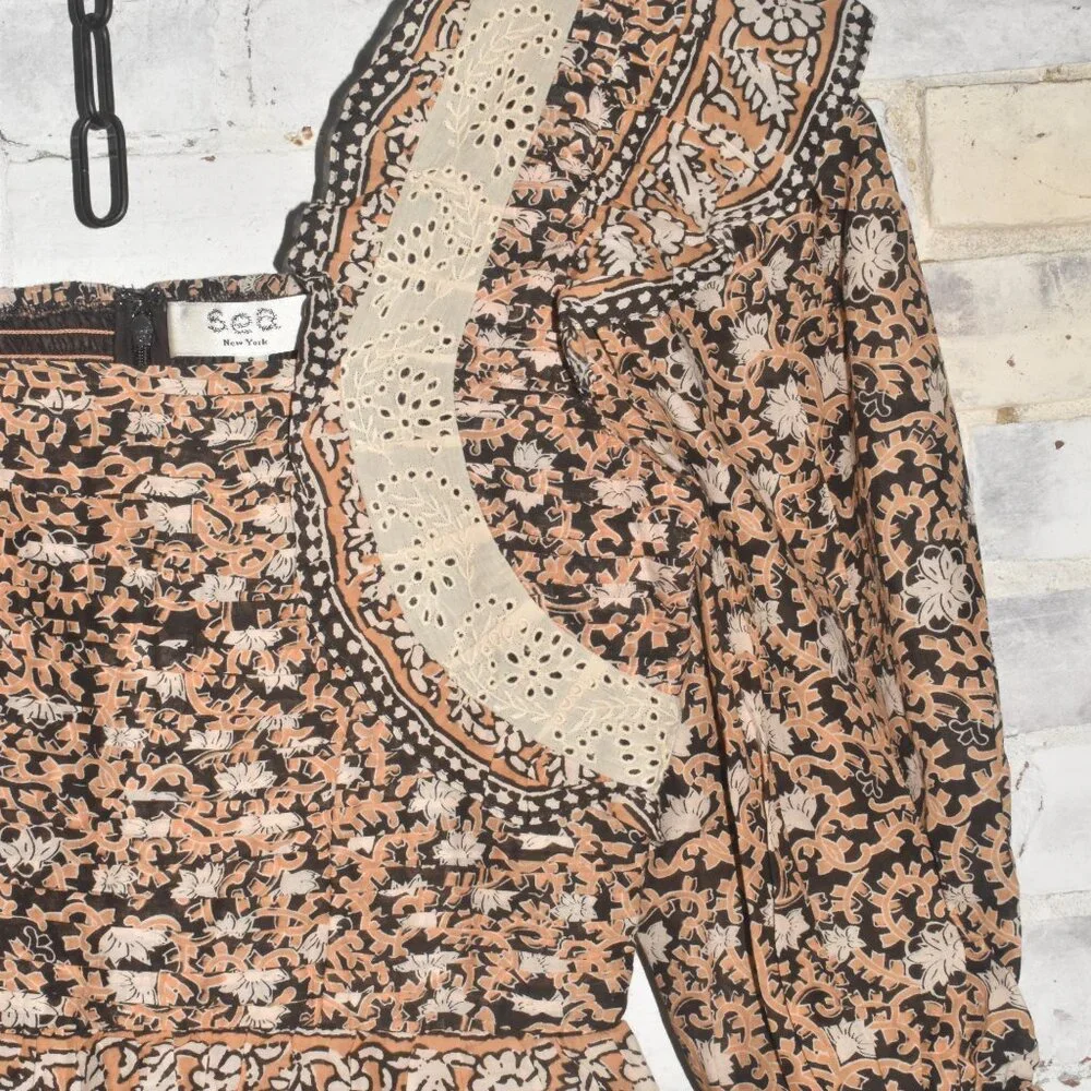 NWT SEA Irina Dress Beautiful Lace Pleating Size Small $425! - Picture 10 of 13